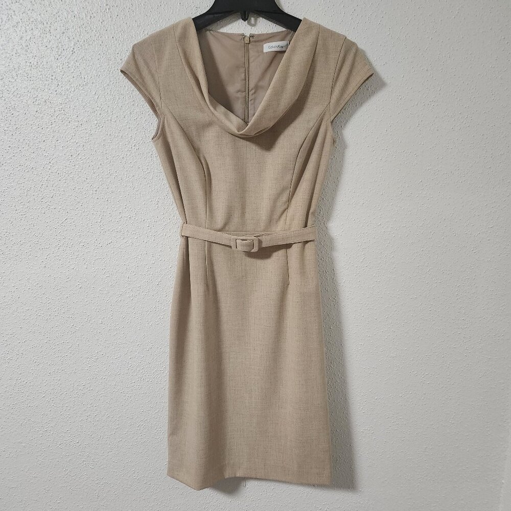 Calvin Klein Tan Cowl Neck Dress
